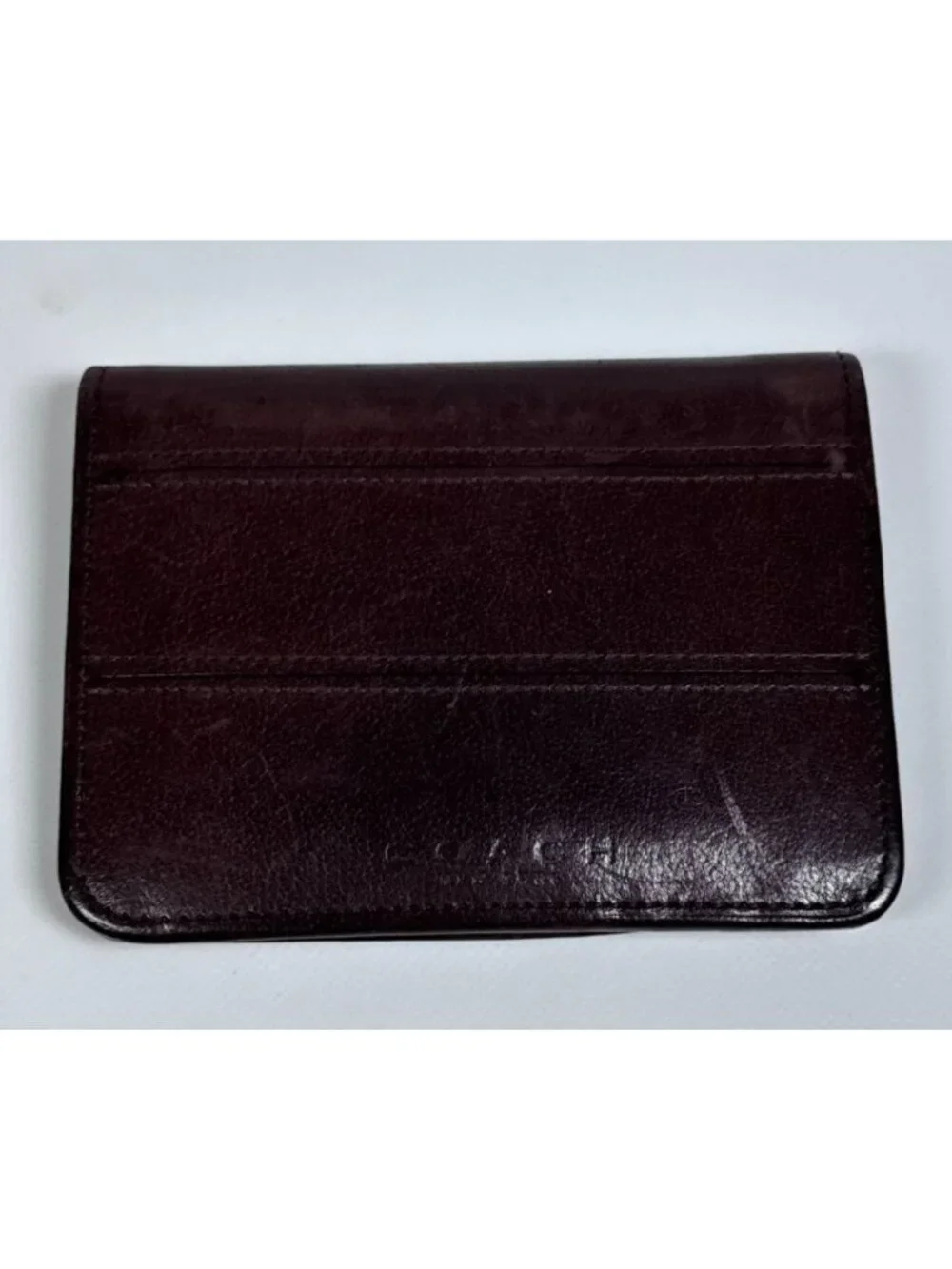 Vintage Coach Mahogany Brown Leather Bifold Wallet Coin Pouch Compact Men Card